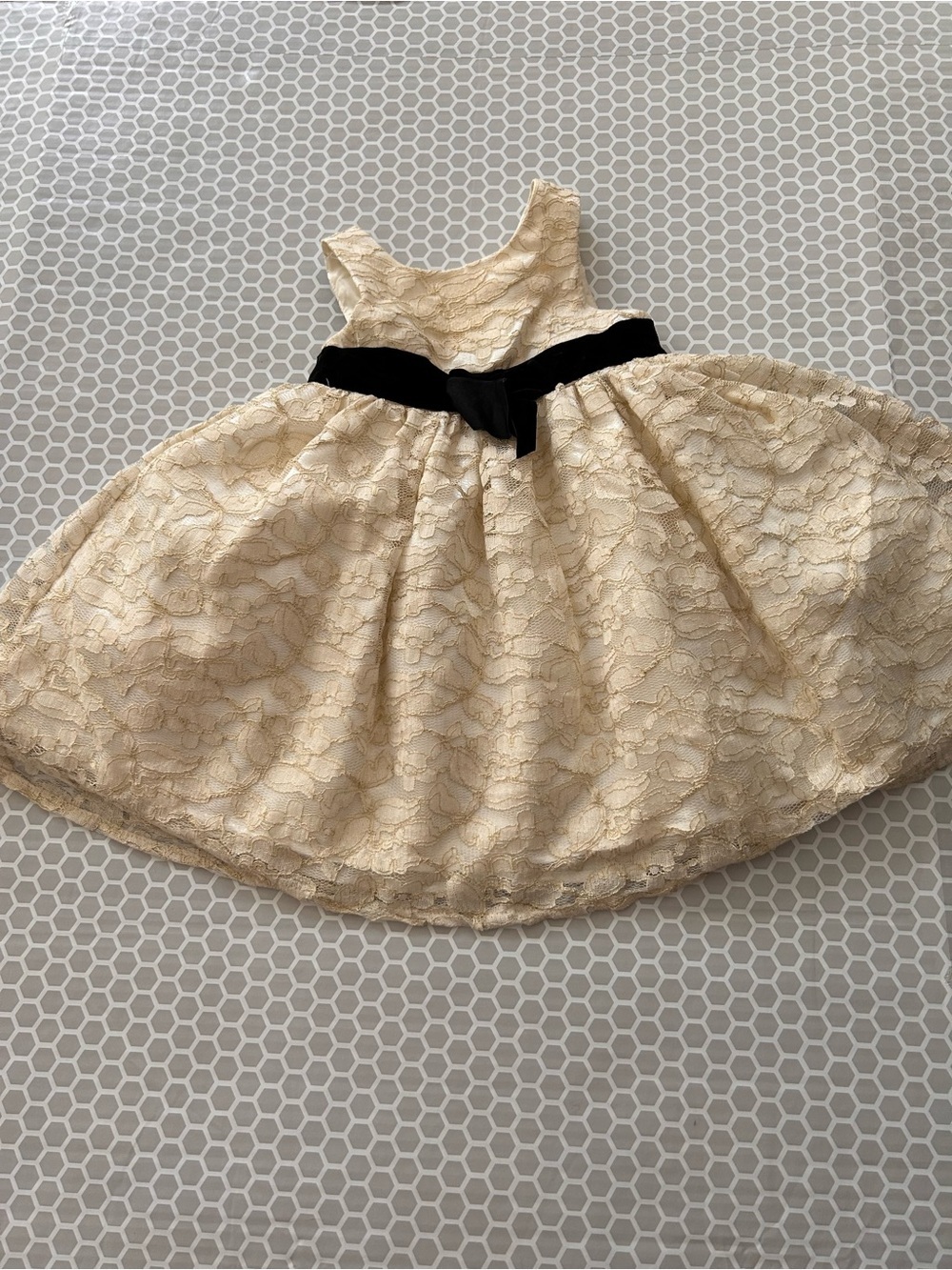 Cherokee Cream Lace Party Dress with Black Sash. Size 2T